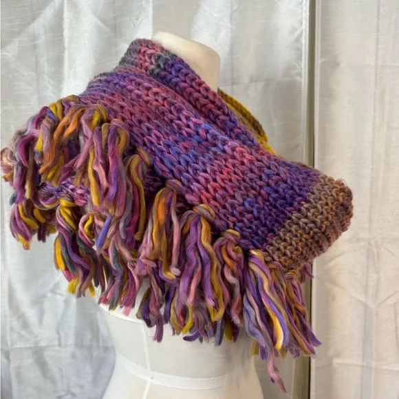 Multicolor Knit Fringe Scarf 3bn - Picture 4 of 8